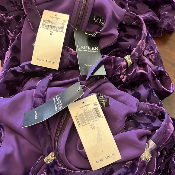 Lauren Ralph Lauren Velvet Burnout Crystal Embellished Halter Neck Sheath Gown - Picture 16 of 17